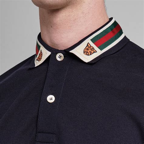 dark blue tiger short sleeve dress shirt gucci